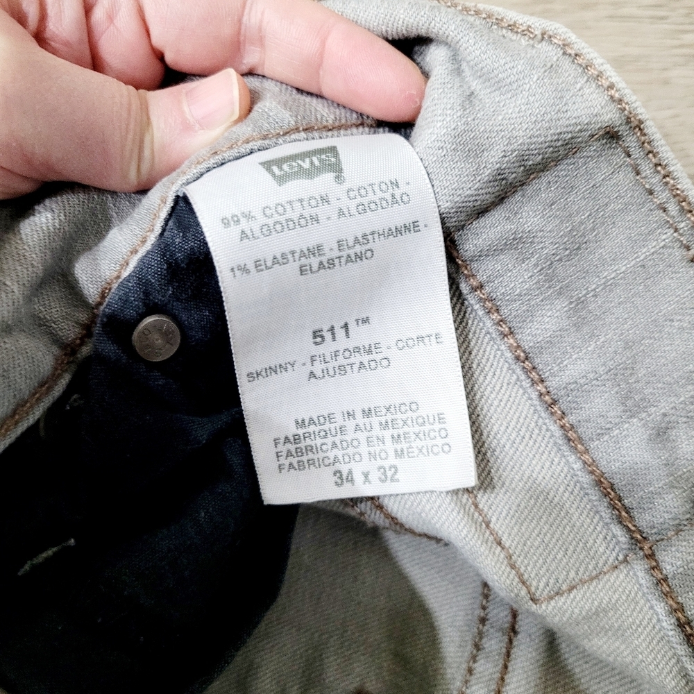Levi's 511 Skinny Grey Jeans Size: 34x 32 - Picture 9 of 9